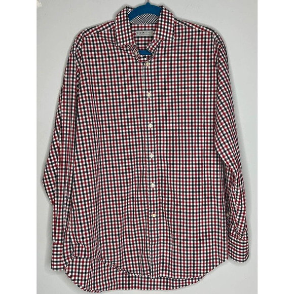 Jack Stone by Thomas Dean Red/Blue Plaid Button Down Shirt Large - Picture 1 of 3